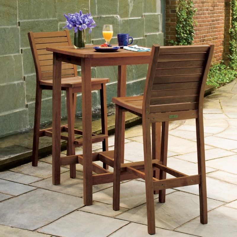 Untreated Wood Furniture on Patio Dining Sets   Dartmoor Wood Outdoor Patio Bar Set 3 Piece Brown