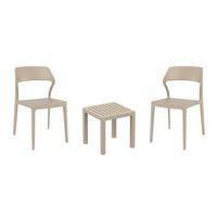 Snow Conversation Set with Ocean Side Table Taupe S092066